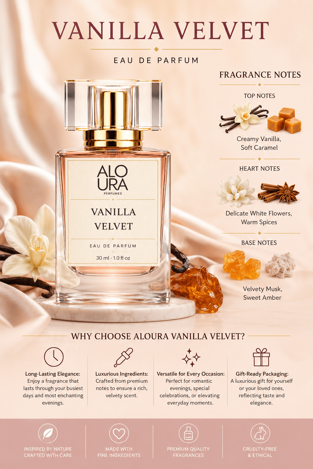 Aloura Vanilla Velvet – 30ml Sweet Gourmand Luxury Fragrance - ALOURA